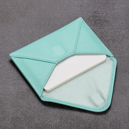 HISCOW Envelope Business Card Case with Magnet Closure - Italian Calfskin (Teal)