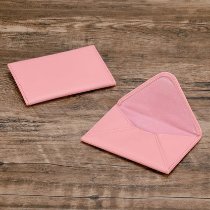 HISCOW Envelope Business Card Case with Magnet Closure - Italian Calfskin (Pink)