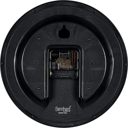 Bernhard Products Wall Clock 10 Inch Silent Non Ticking Movement Quality Quartz Battery Operated Round Easy to Read Decorative Brown Home/Kitchen/Office/Bedroom/Classroom/School Clocks, Black Numbers
