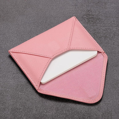 HISCOW Envelope Business Card Case with Magnet Closure - Italian Calfskin (Pink)