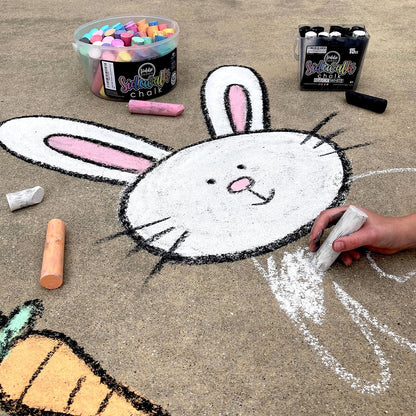 Loddie Doddie Jumbo White Sidewalk Chalk - 20-Count Non-Toxic Bucket with Holder - Easy-Grip Low-Dust Sticks - Sidewalk Chalk for Kids & Outdoor Kids Activities