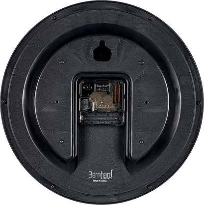 Bernhard Products Black Wall Clock Silent Non Ticking,12 Inch Quality Quartz Battery Operated Round Easy to Read Home/Office/Kitchen/Classroom/School Clock Sweep Movement (12 Inch)