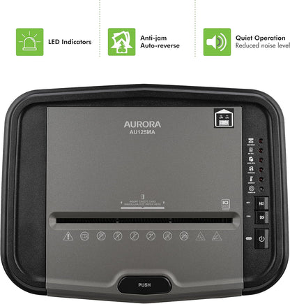 Aurora Professional Grade AU125MA 120-Sheet Auto Feed High-Security Micro-Cut Paper Shredder/60 Minutes/Security Level P-5