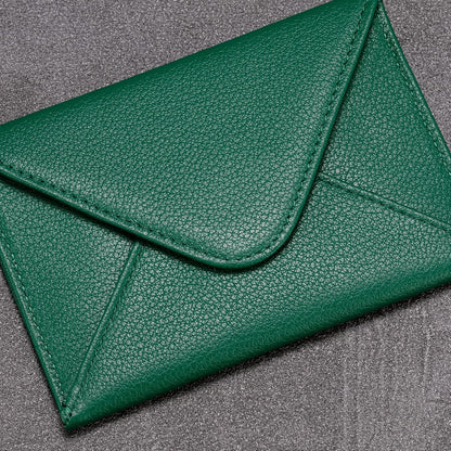 HISCOW Envelope Business Card Case with Magnet Closure - Italian Calfskin (Green)