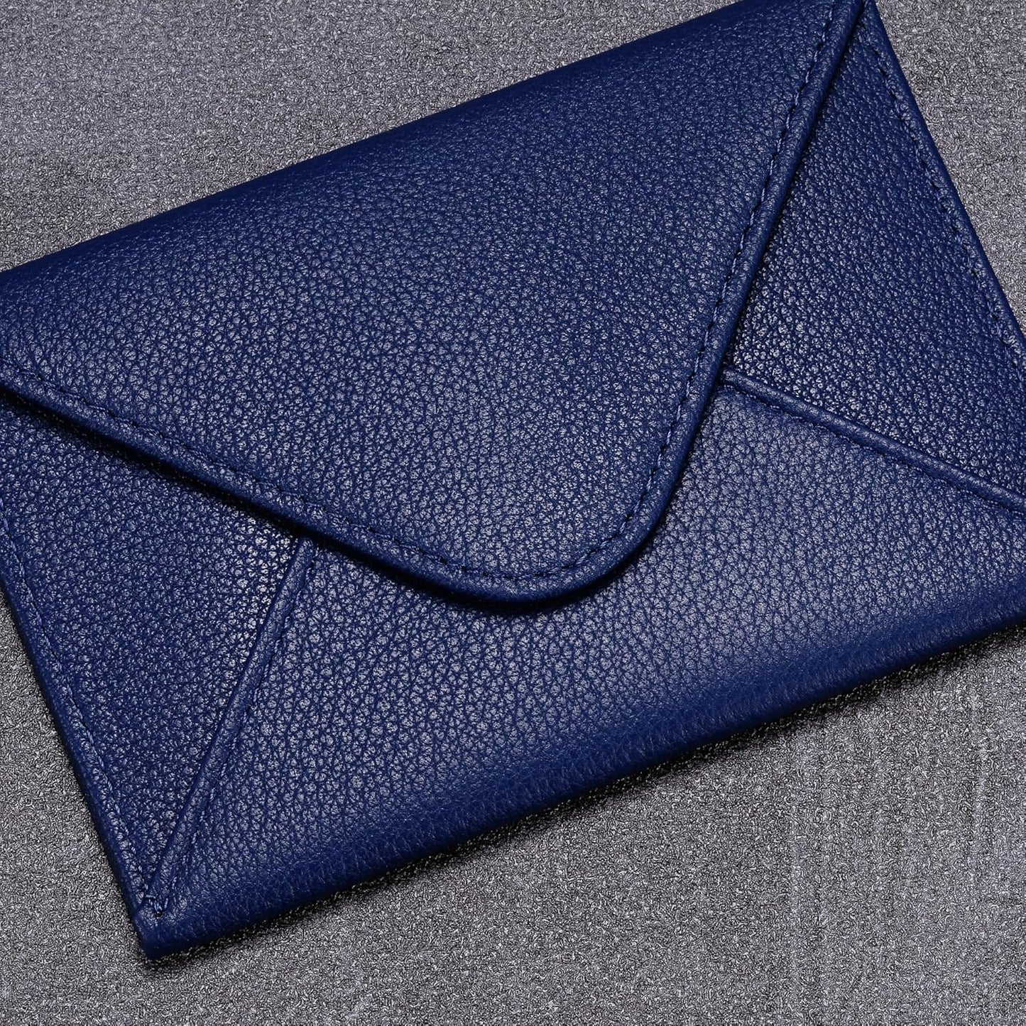 HISCOW Envelope Business Card Case with Magnet Closure - Italian Calfskin (Blue)