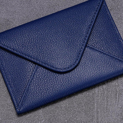 HISCOW Envelope Business Card Case with Magnet Closure - Italian Calfskin (Blue)
