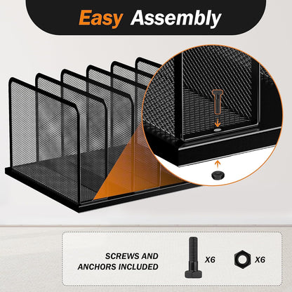 Kuntine.B Desk File Organizer 5 Upright Mesh Desktop Organizer File Sorter Office Organization File Holder for Home, Office & Classroom, 2 Pack